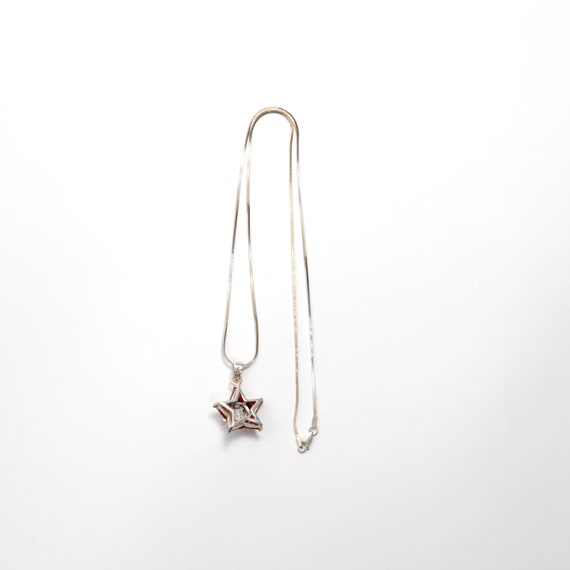 Sterling Silver Box Chain With Fire Opal Pendant - image 5