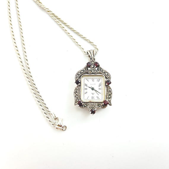 Victorian Style Watch Pendant On Sterling Rope Chain