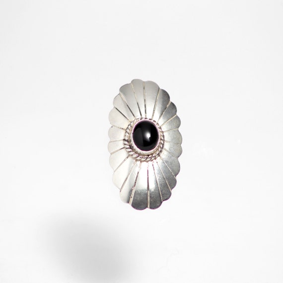 Sterling Silver And Black Onyx Pin/Brooch - image 2