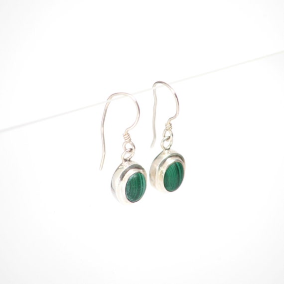 Sterling Silver Earrings With Malachite