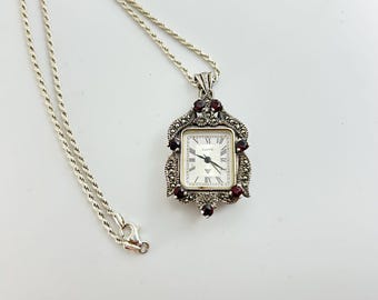 Victorian Style Watch Pendant On Sterling Rope Chain