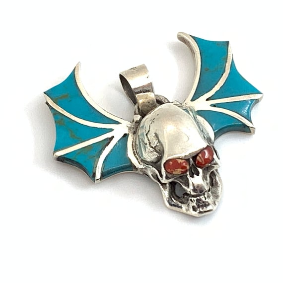 Sterling Silver Winged Skull Pendant