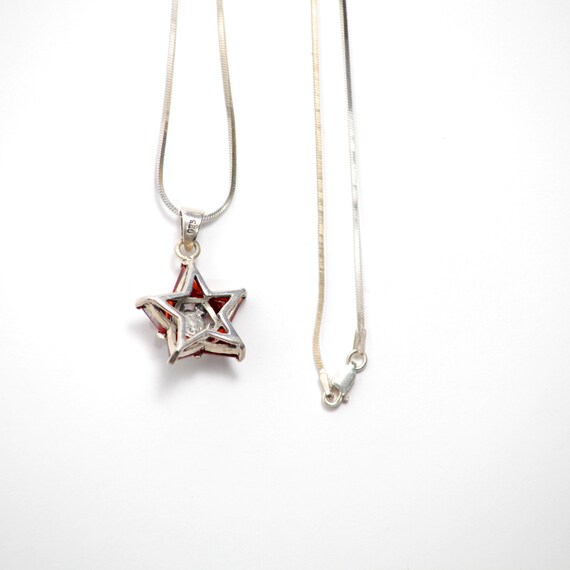 Sterling Silver Box Chain With Fire Opal Pendant - image 4