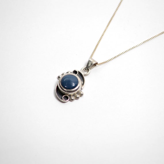 Sterling Silver Necklace With Blue Moon Turquoise - image 2