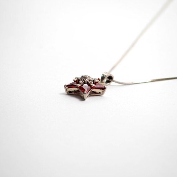 Sterling Silver Box Chain With Fire Opal Pendant - image 3