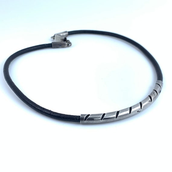 Leather And Sterling Silver Choker - image 3