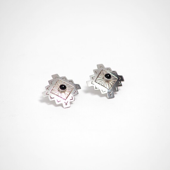 Sterling Silver And Black Onyx Earrings - image 2