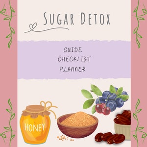 1-Month Sugar Detox Checklist & Guide, Wellness Checklist, Processed Sugar Detox Planner, Sugar-Free Diet, Candida Treatment