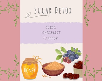 1-Month Sugar Detox Checklist & Guide, Wellness Checklist, Processed Sugar Detox Planner, Sugar-Free Diet, Candida Treatment