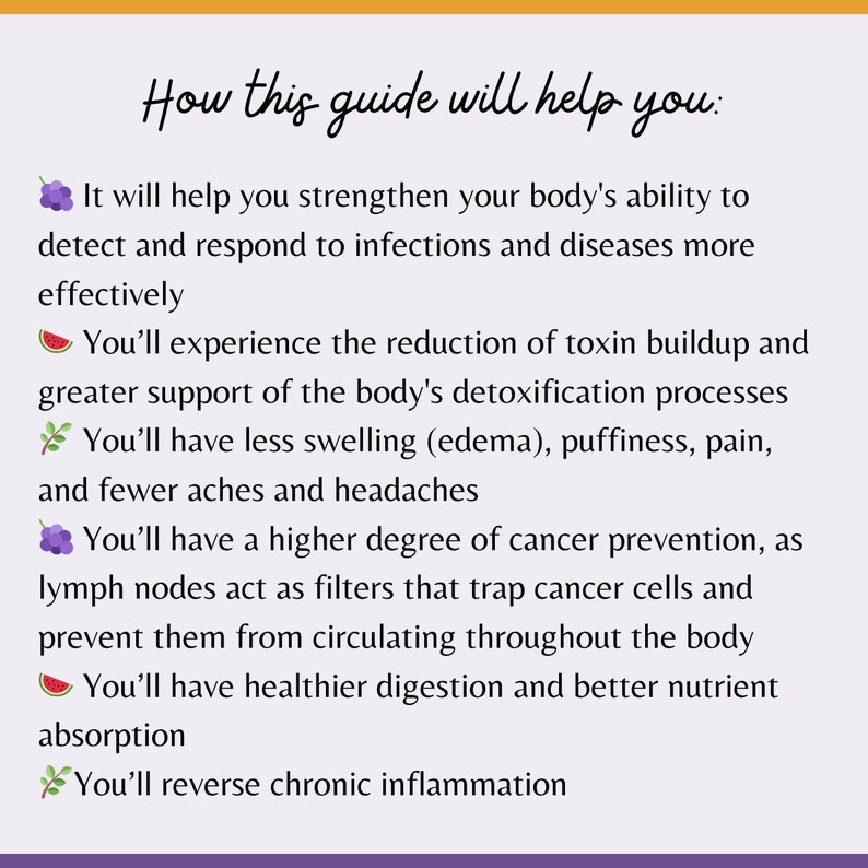 May include: A colorful infographic with a list of benefits of following a guide. The benefits include strengthening the body's ability to fight infections, reducing toxin buildup, reducing swelling, preventing cancer, improving digestion, and reversing chronic inflammation.