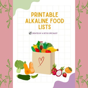 Alkaline Food Lists, Printable Nutrition Guide, Wellness Guide, Healing Diet, Detox Guide, Alkaline Diet Tracker, Detoxifying Foods
