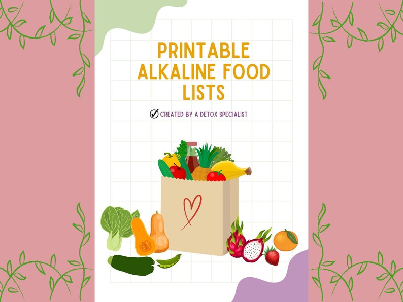 Alkaline Food Lists, Printable Nutrition Guide, Wellness Guide, Healing Diet, Detox Guide ...