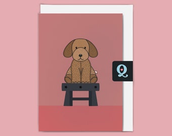 Cute birthday card for nursery friends | Soft Toy Rose Dog | ethical greeting card | gender reveal card | new baby girl card