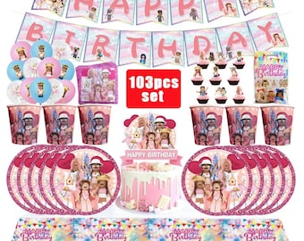 Pink Block  birthday party decoration set
