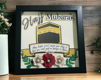 hajj mubarak gift, hajj mubarak shadow box, hajj gift, eid mubarak gift, personalized hajj gift, hajj keepsake, eid keepsake, hajj gift,