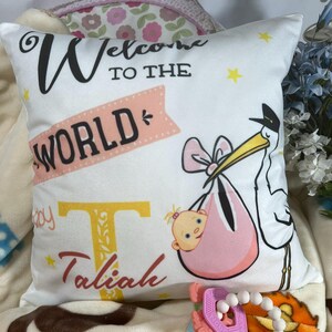 baby announcement, baby gift, baby girl, baby boy, baby shower, gift for baby, custom baby gift, personalized baby gift, personalized pillow