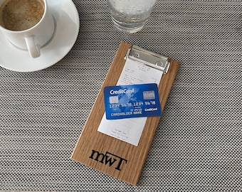 Custom Logo Solid Wood Check Presenter | Engraved Check Holder | Wooden Bill Holder | Restaurant Check Presenter