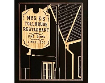 Mrs K’s Tollhouse, Silver Spring Maryland, Wooden Wood Wall Art Decor, 3D Custom Art, Wood Wall Art