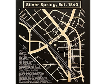 Silver Spring Maryland, Wooden Map, Wooden Wood Wall Art Decor, 3D Custom Art, Wood Wall Art