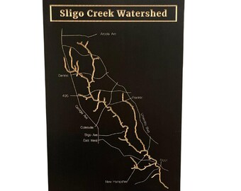 Sligo Creek Watershed, Wooden Wood Wall Art Decor, 3D Custom Art, Wood Wall Art