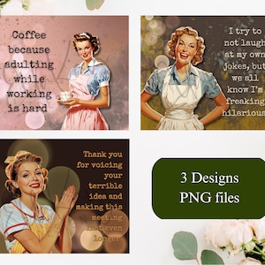 Retro/vintage Housewives Mousepad BUNDLE #1 PNG 3 DESIGNS Digital Product