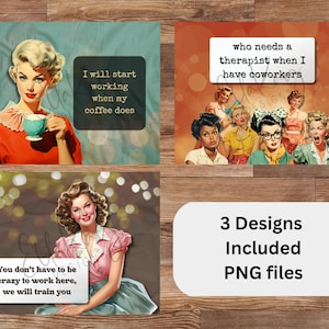 Retro/vintage Housewives Mousepad BUNDLE #2 PNG 3 DESIGNS Digital Product