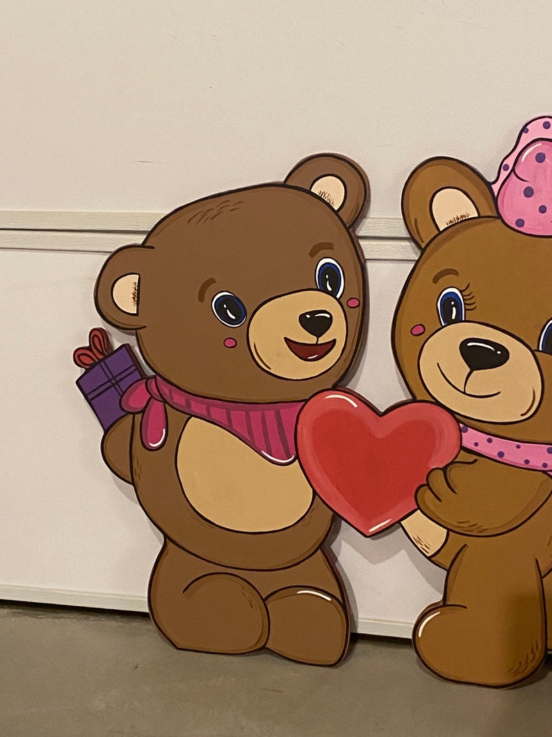 VALENTINES DAY BEAR Couple Holding Heart Wood Outdoor Yard Art ...