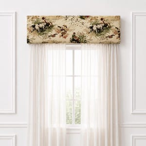 Custom English Country Cornice Board – Hunting Dog & Game Bird Fabric, 42” Wide