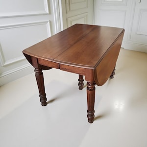 Charming Antique Walnut Drop-Leaf Table with Leaves for 7 ft Oval Old World Table