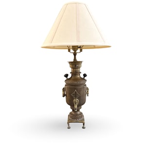 Antique 19th Century Russian Brass Samovar Table Lamp with Rich Patina