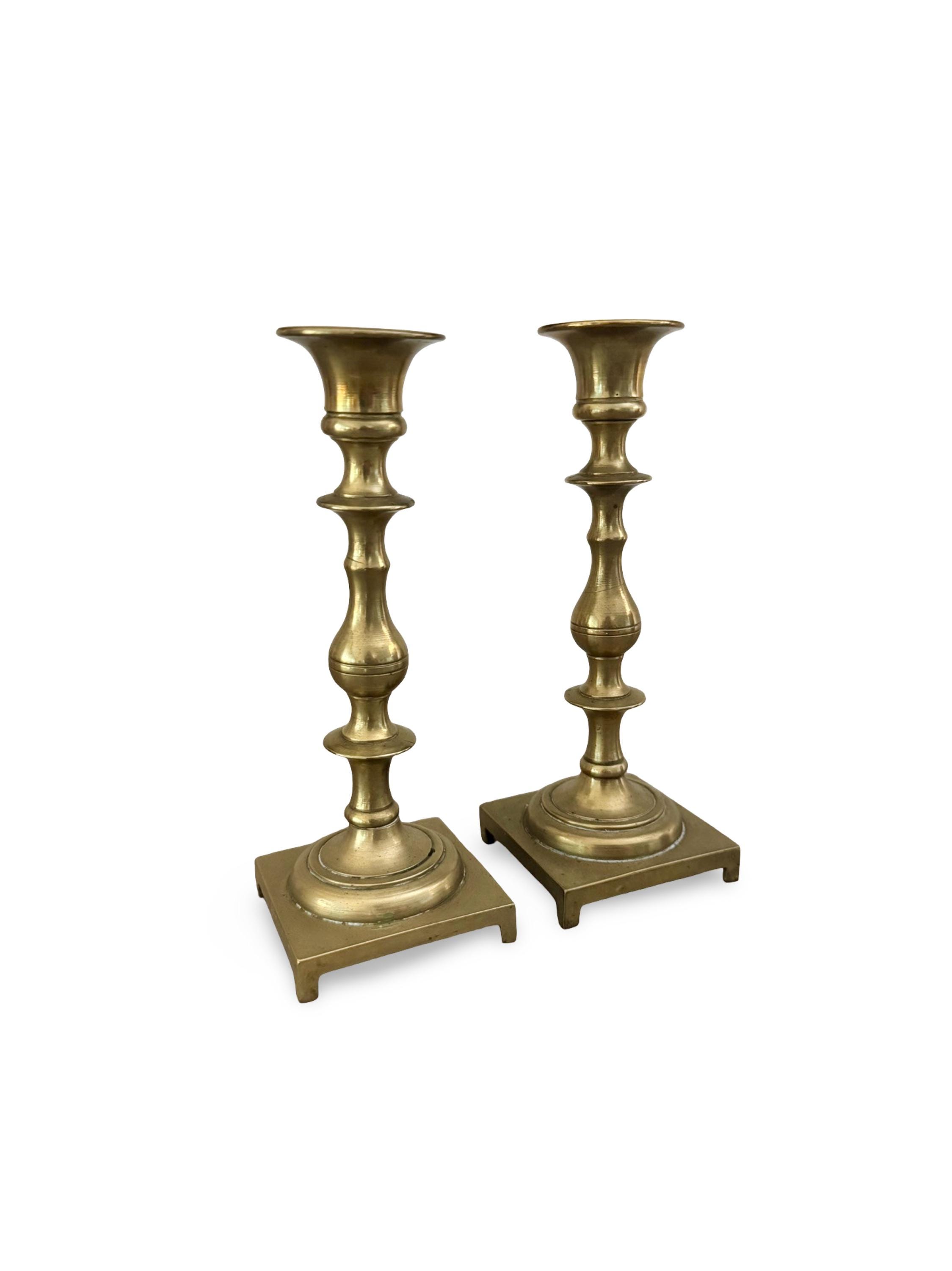Pair of Vintage Brass Candlestick Holders | Grandmillennial Charm Candle Holders | Classic Mantel or Tabletop Decor