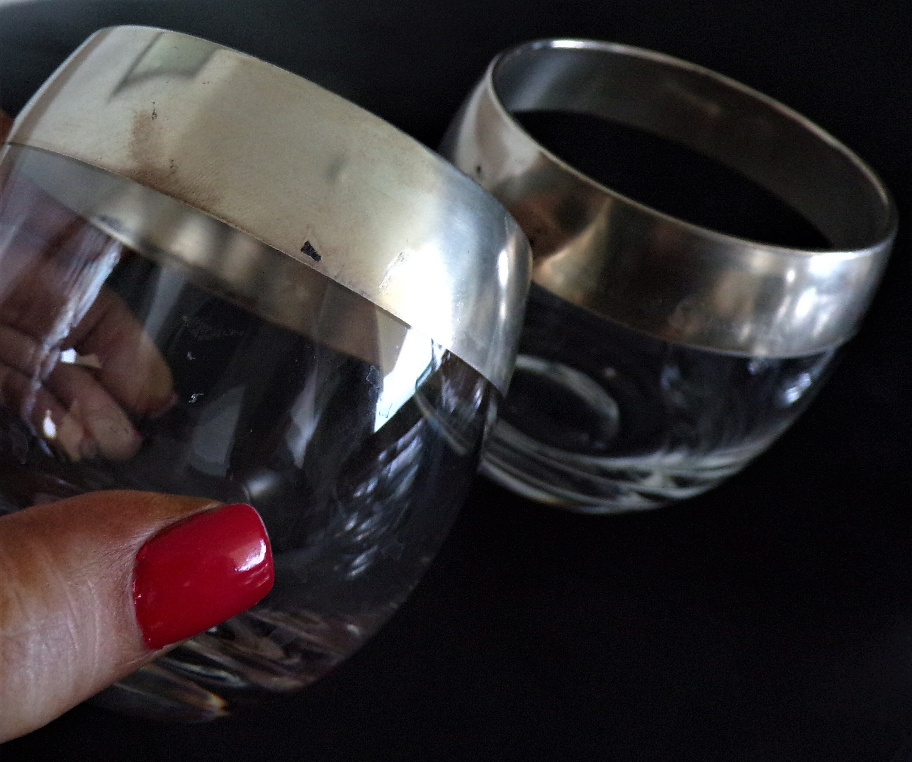 Set of 7 LARGE Mid Century Dorothy C. Thorpe Silver Band Roly Poly