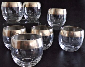 60sメイドUSHOLLYガラス製オーナメント丸玉5個ヘチマ２つ小玉三つベル二つ Set of 7 LARGE Mid Century Dorothy C. Thorpe Silver Band Roly Poly