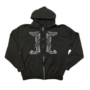 Enough World Ritual Dragon Zip Up Black Hoodie