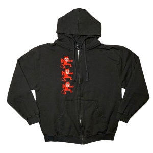 Enough World Demon Chop Embroidered Black Zip Up Hoodie