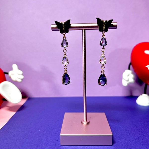 Asexual flag inspired butterfly earrings