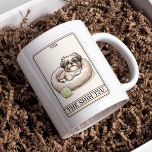 Mug carte de tarot Shih Tzu, Mug Shih Tzu, Mug chien en céramique 11 oz, cadeaux Shih Tzu, cadeau maman Shih Tzu, cadeau papa Shih Tzu, cadeau mug amoureux des chiens