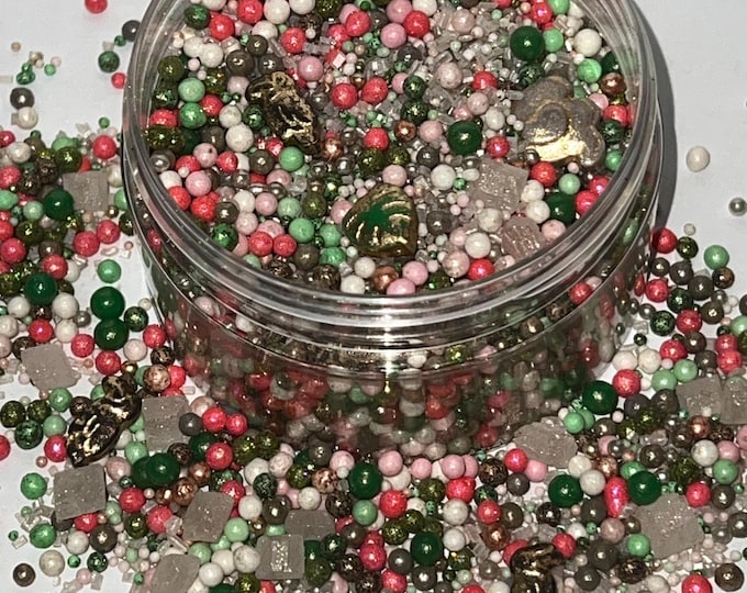 Girl Safari Sprinkle Mix: Pink, Green & Gold Edible Cake Decoration