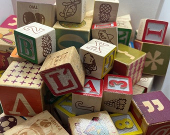 Wooden Alphabet Blocks- Assorted size, type, color