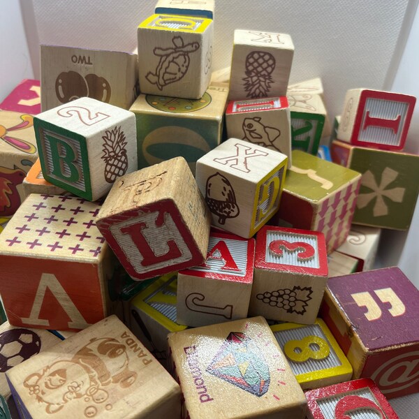 Wooden Alphabet Blocks Etsy