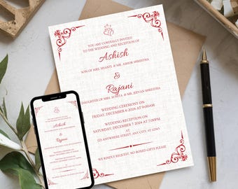 Ganesh Wedding Invitation | Editable Indian/Nepali Invite (Digital Download)