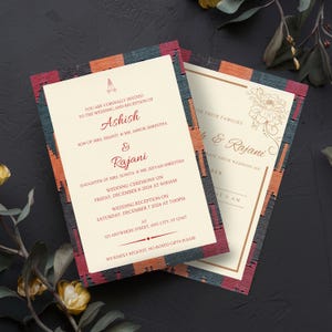 Nepali Wedding Invitation | Kata-Mure Dhaka Pattern Wedding Invitation | Nepali Digital Wedding Invitation | Wedding Invitation Template