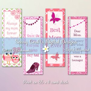 Mom Printable Bookmark Set, Printable Bookmarks, Digital Bookmark, Digital Download, Mother&#39;s Day Bookmark, Book Lovers Gift, Gift for Mom