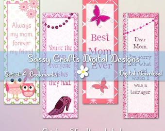 Mom Printable Bookmark Set, Printable Bookmarks, Digital Bookmark, Digital Download, Mother's Day Bookmark, Book Lovers Gift, Gift for Mom