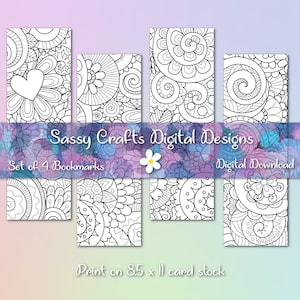 Detailed Adult Coloring Bookmark Set, Printable Coloring, Printable Bookmark, Coloring Bookmark, Mandala Bookmarks, Detailed Bookmark