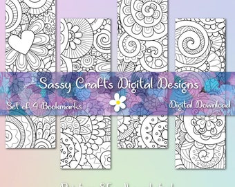 Detailed Adult Coloring Bookmark Set, Printable Coloring, Printable Bookmark, Coloring Bookmark, Mandala Bookmarks, Detailed Bookmark