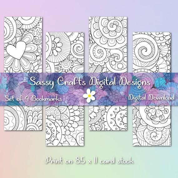 Detailed Adult Coloring Bookmark Set, Printable Coloring, Printable Bookmark, Coloring Bookmark, Mandala Bookmarks, Detailed Bookmark