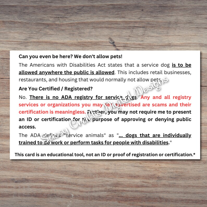 ADA Laws Information Card Canva Template Public Access Rules Etsy