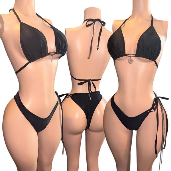 Chain Bikini Split Swimsuit Female Pin-Button Swimsuit main image 1