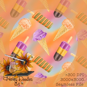 Watercolor Ice Cream and Popsicle, Seamless File, Digital Paper